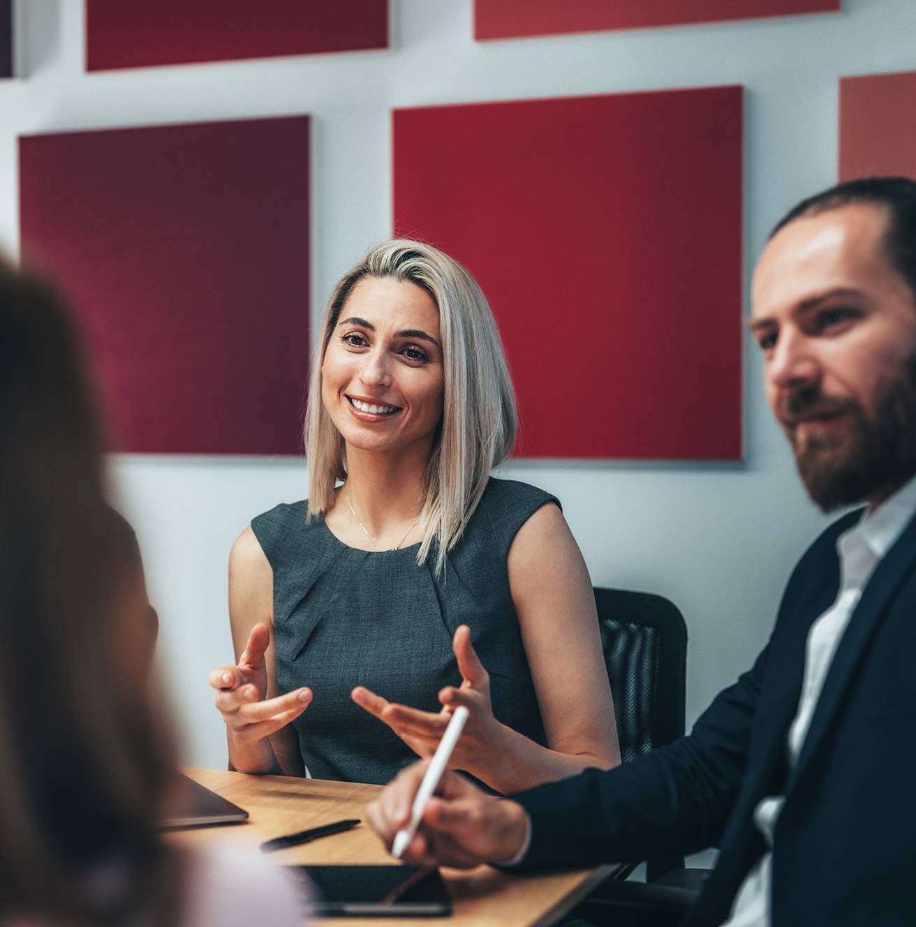 Julie A. Katz meeting with a client in a conference room