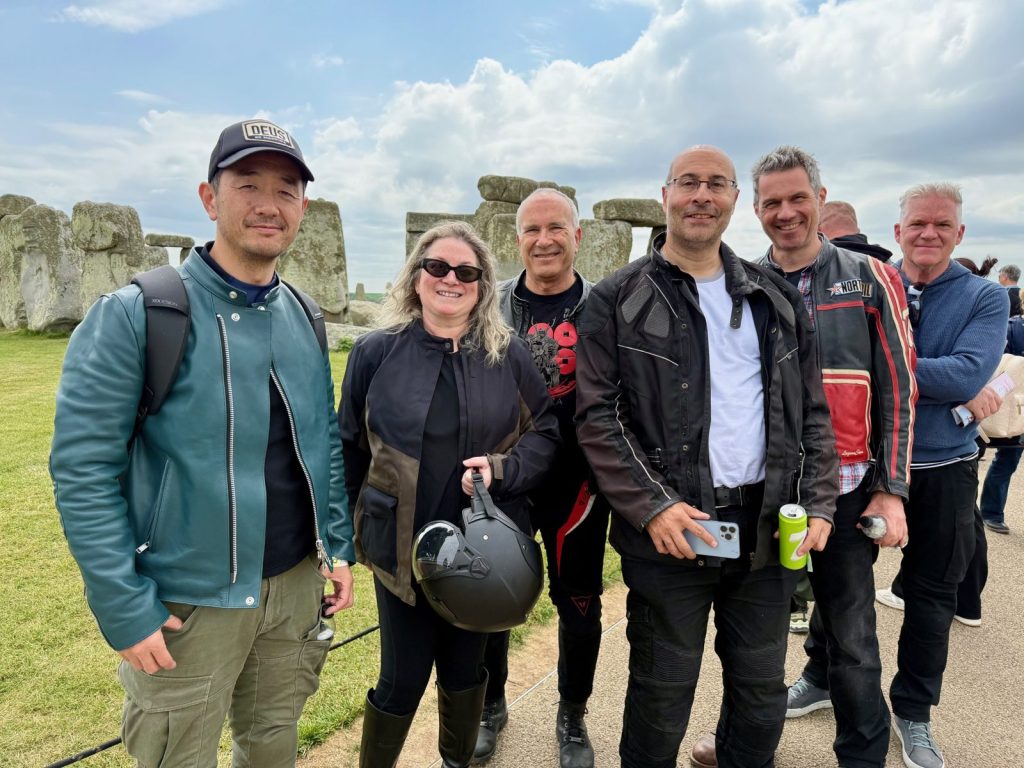 Group of motorcycle riders at Stonehenge
